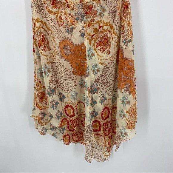 Kay Unger 100% Silk Halter Drape Layers Asymmetrical Hem Print Size 12 - Picture 7 of 9